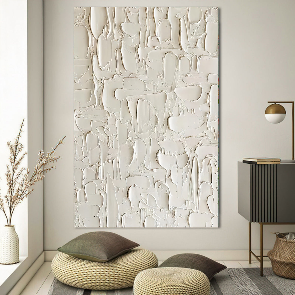 Minimalist 3D Textured White Wall Art