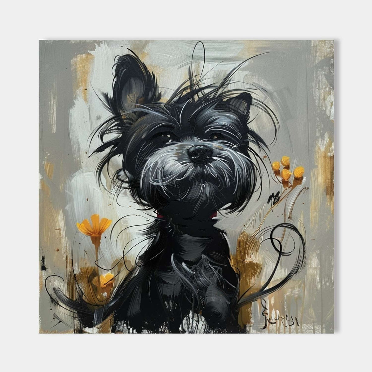Wall Art Textured Black Terrier