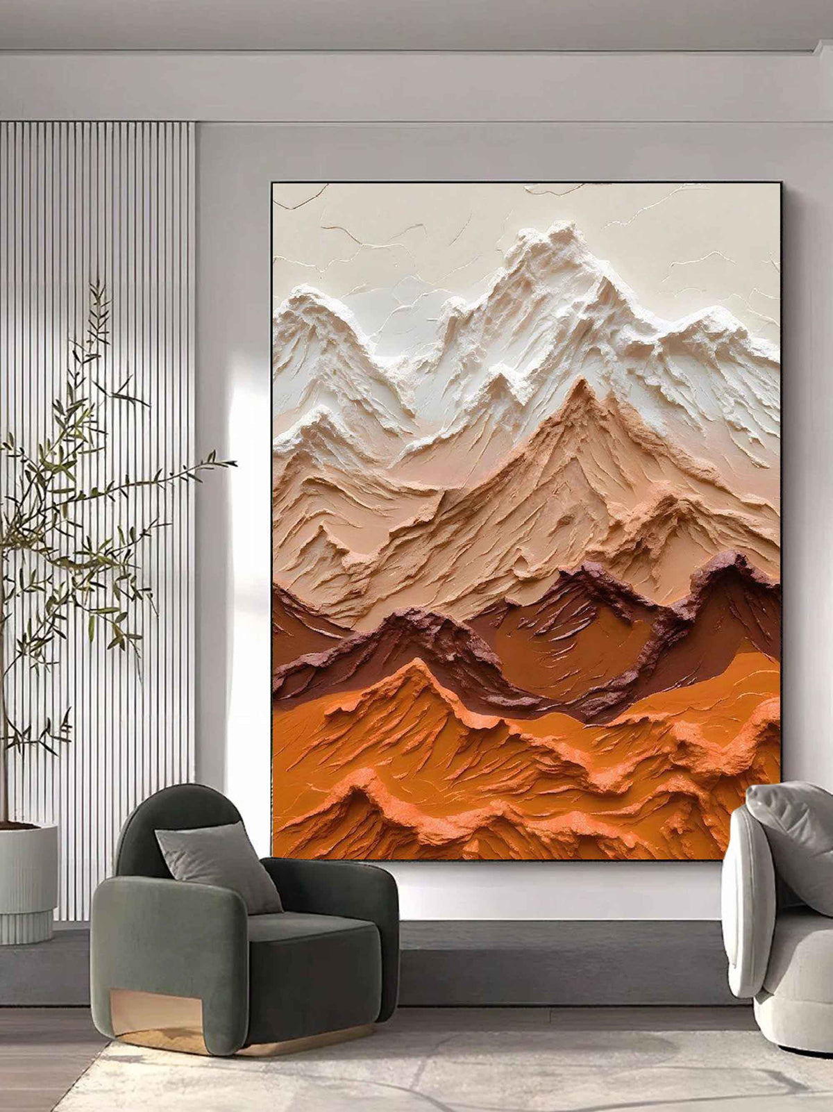 Textured Mountain Range Oil Painting