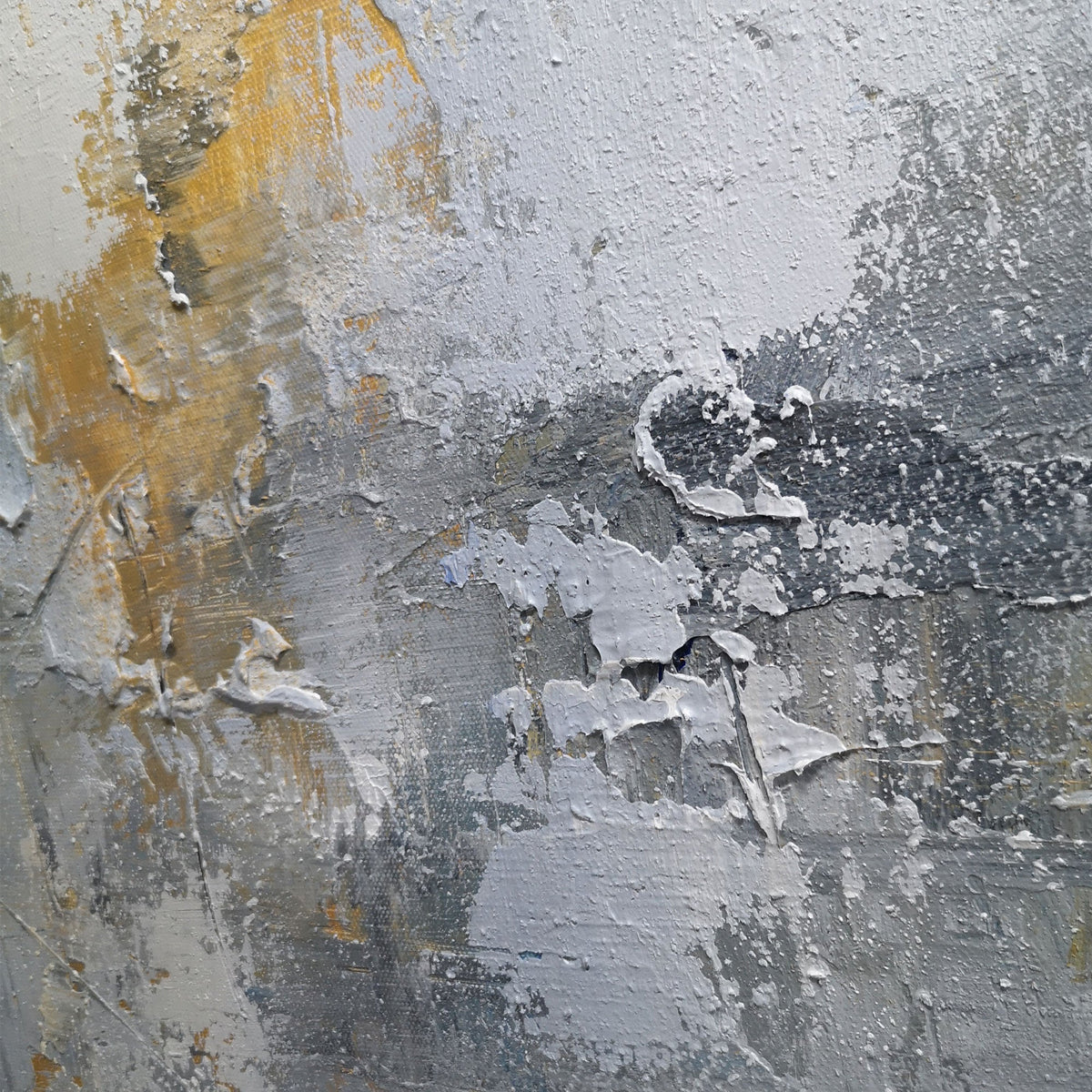 Wabi-Sabi Gold & Gray Abstract Oil Painting