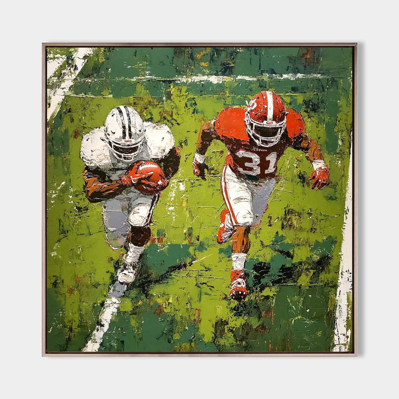 American Football Chase Scene Oil Painting