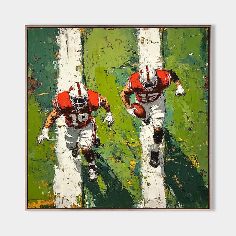 American Football Duo Action Oil Painting