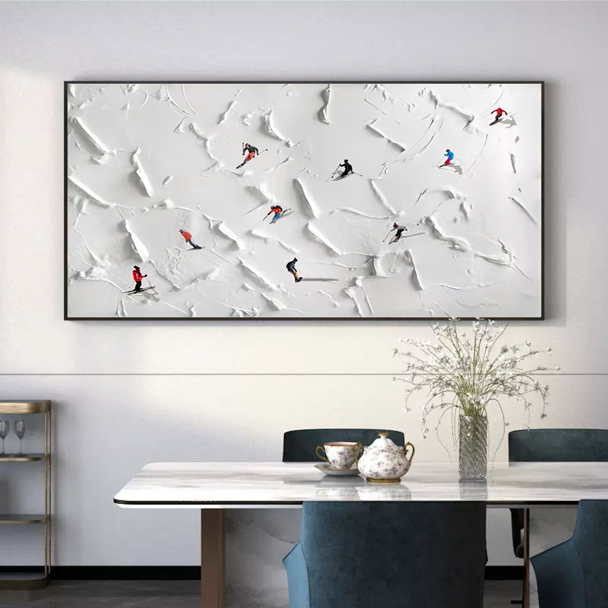3D Textured Ski Resort Painting Winter Sports