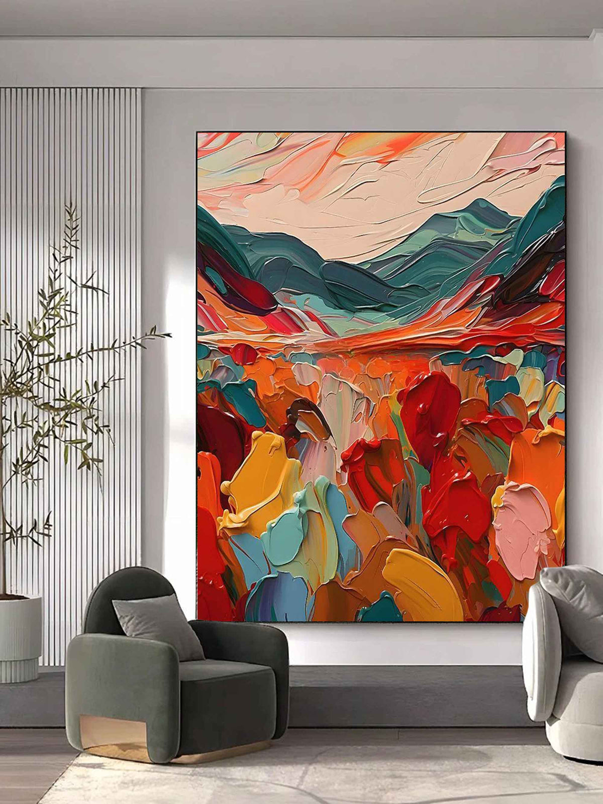 Colorful  Vibrant Mountain Landscape Painting
