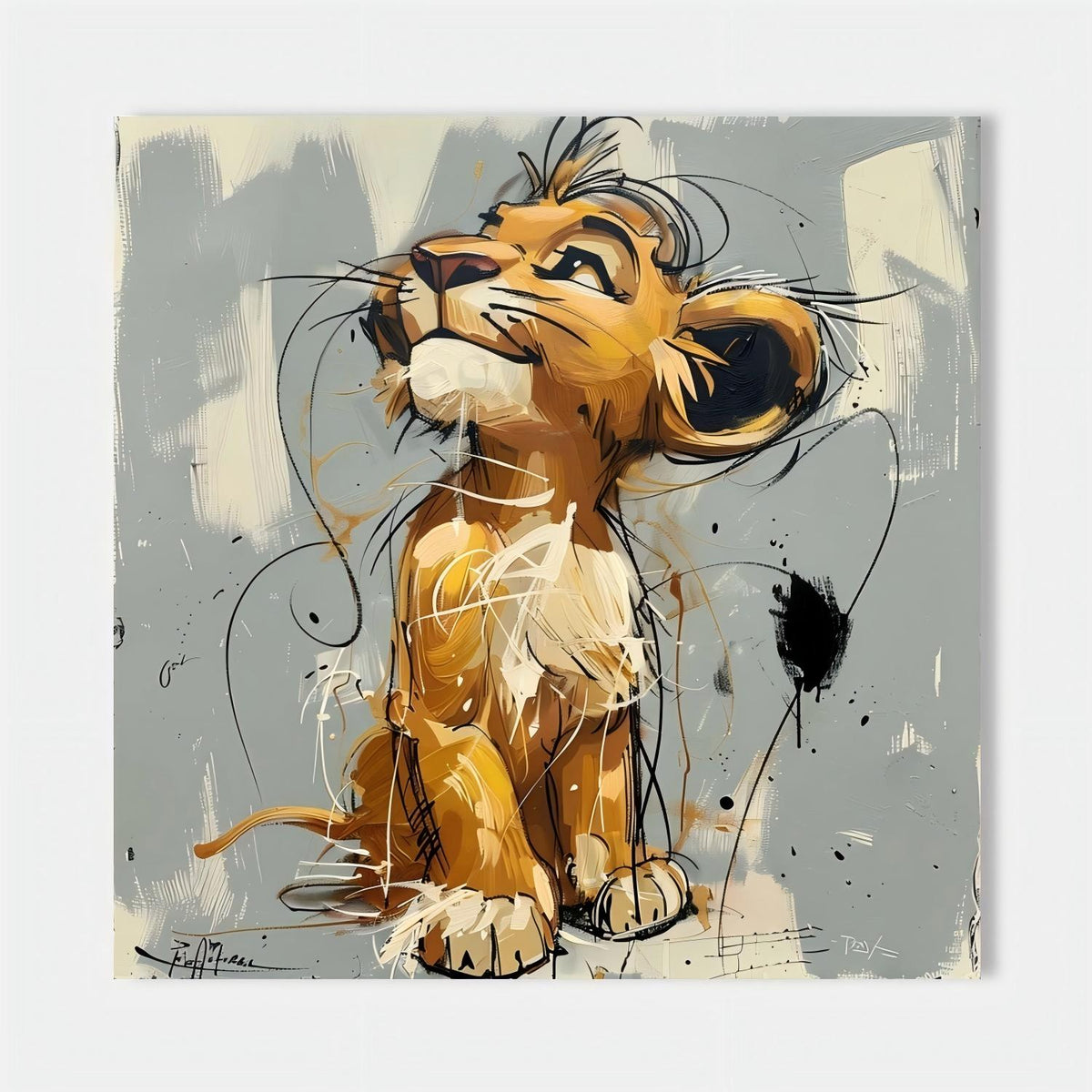 Wall Art Pop Cartoon Lion Graffiti Modern Joyful