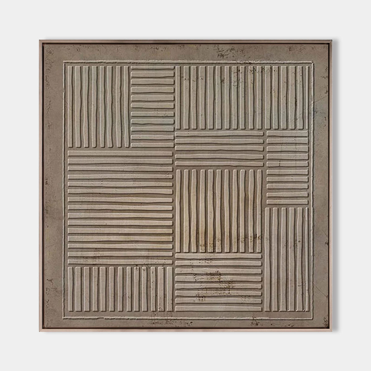 Earthy Textured Linear Pattern Diptych Wall Art Set