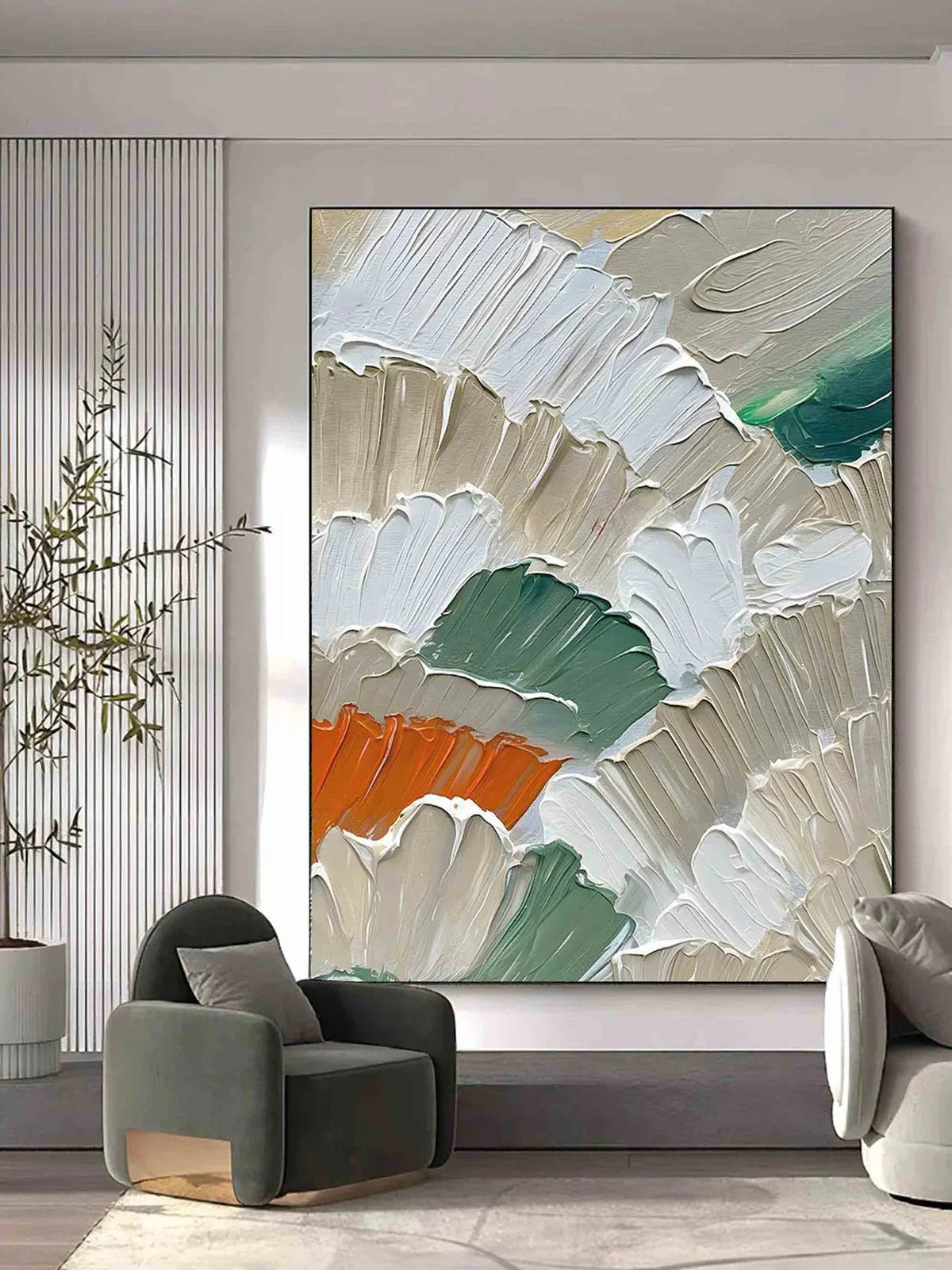 Morandi Tone Impasto Floral Textured Wall Art