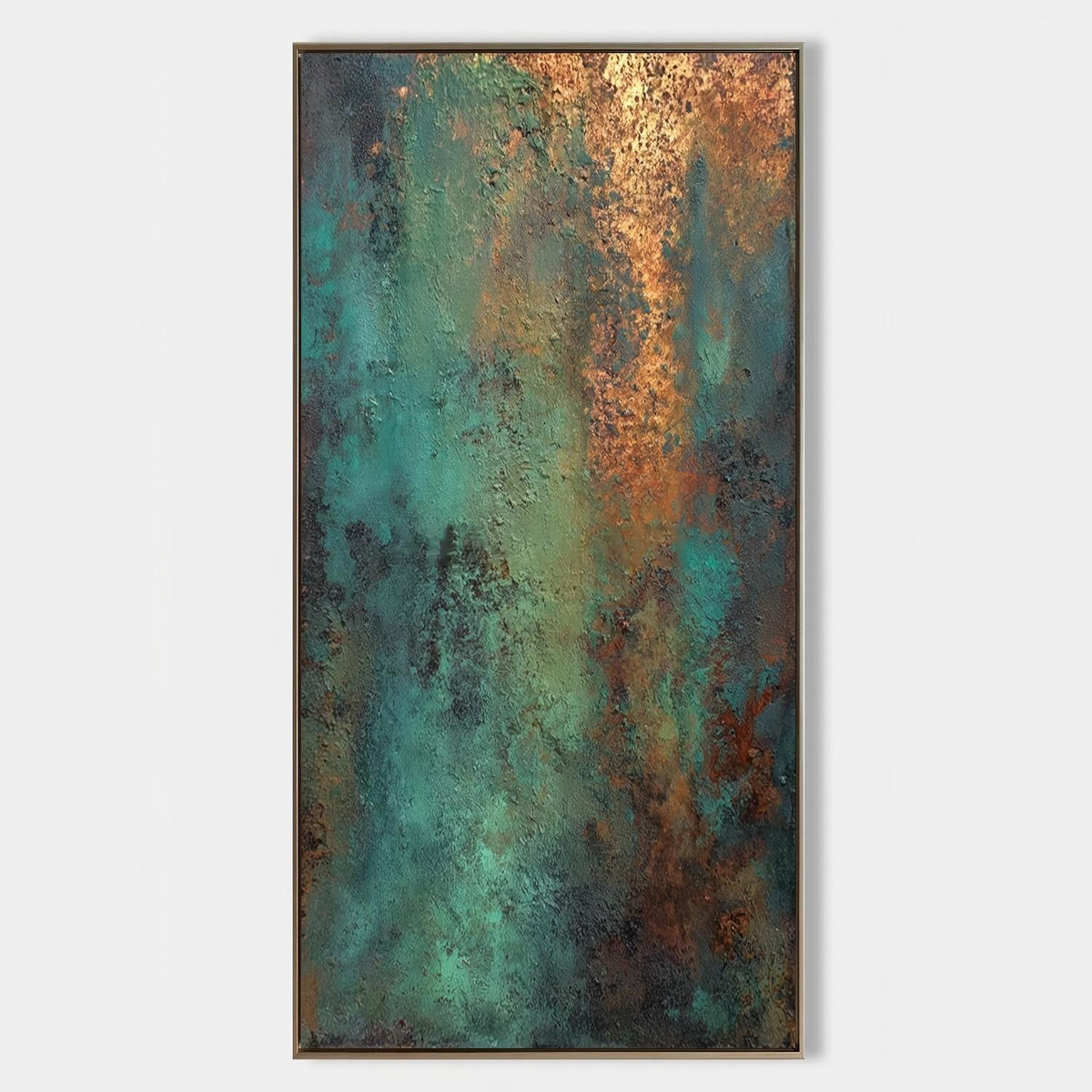 Verdigris Glow Abstract Oil Painting