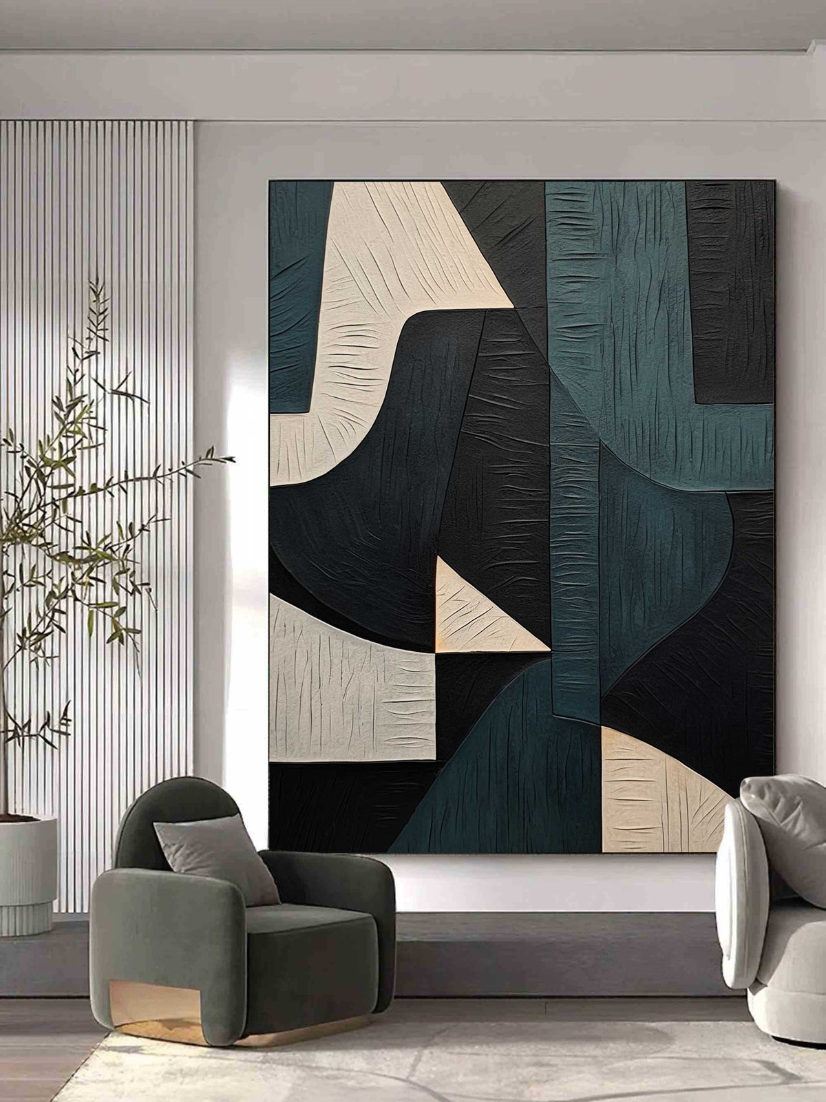 Modern Geometric Wall Art Textured Minimalist Painting