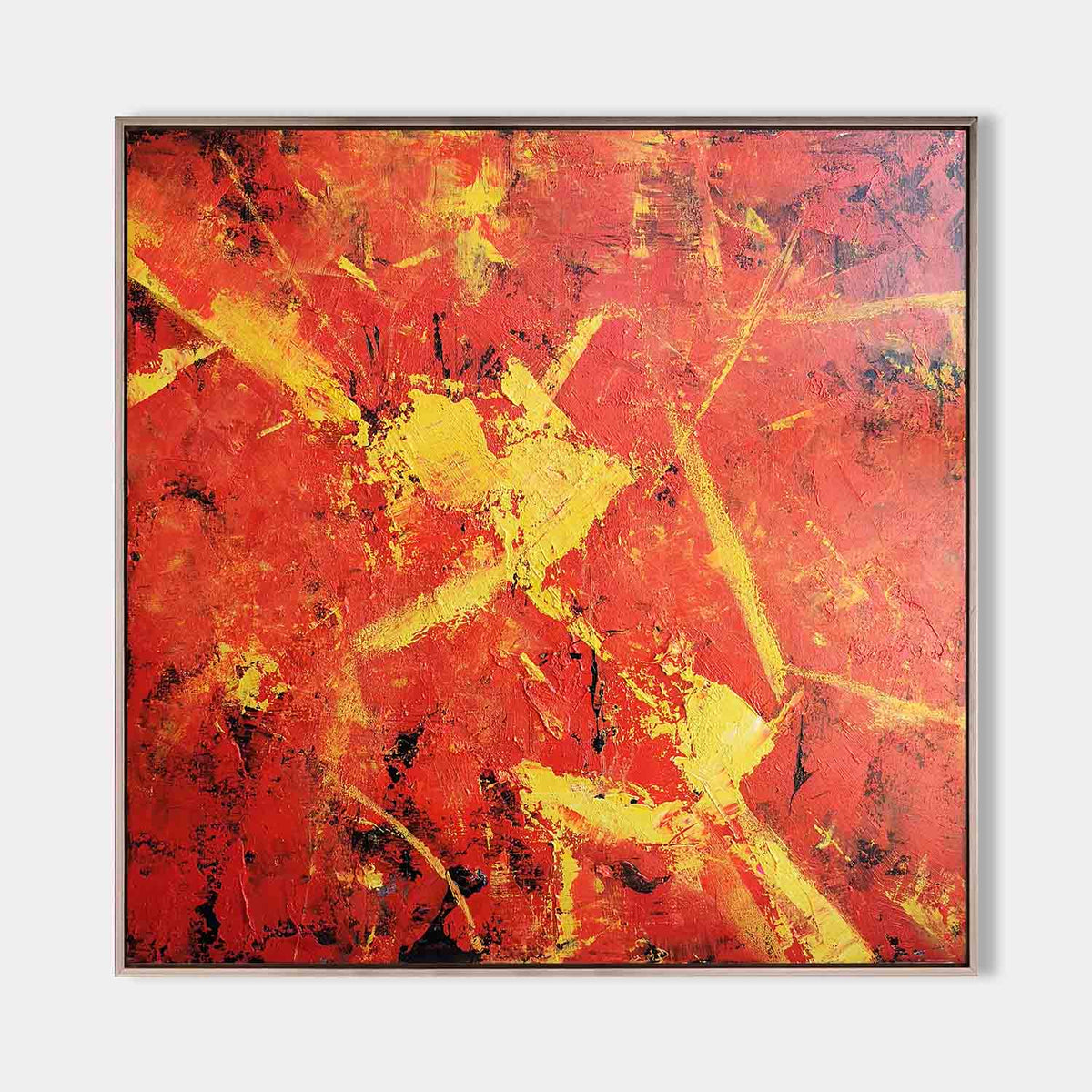 Expressionist Fiery Red Textured Oil Painting