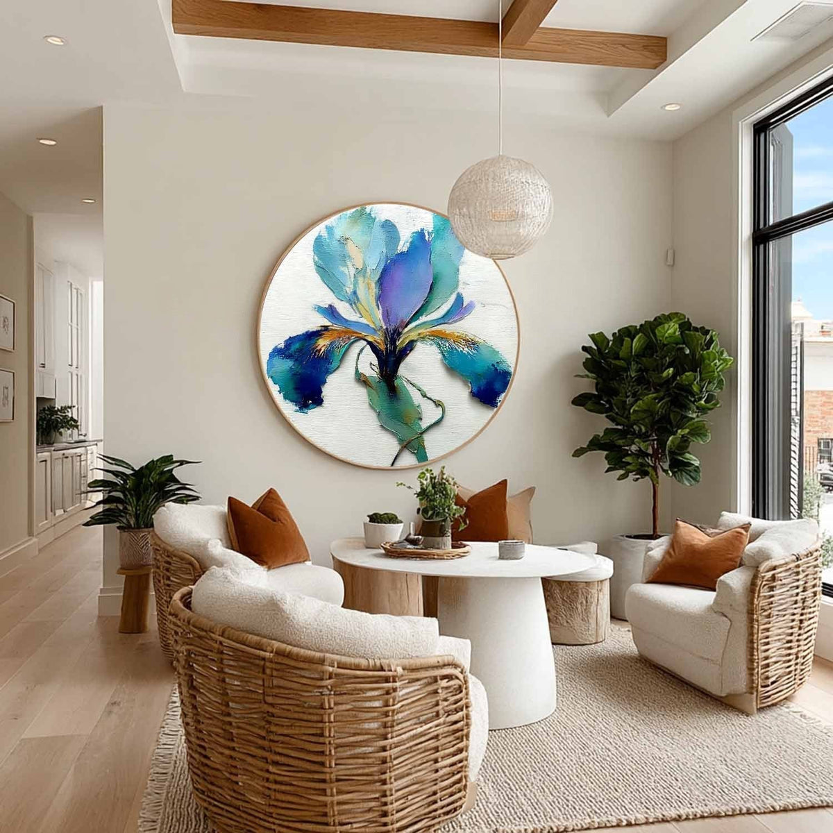 Wall Art Textured Impasto Iris Flower