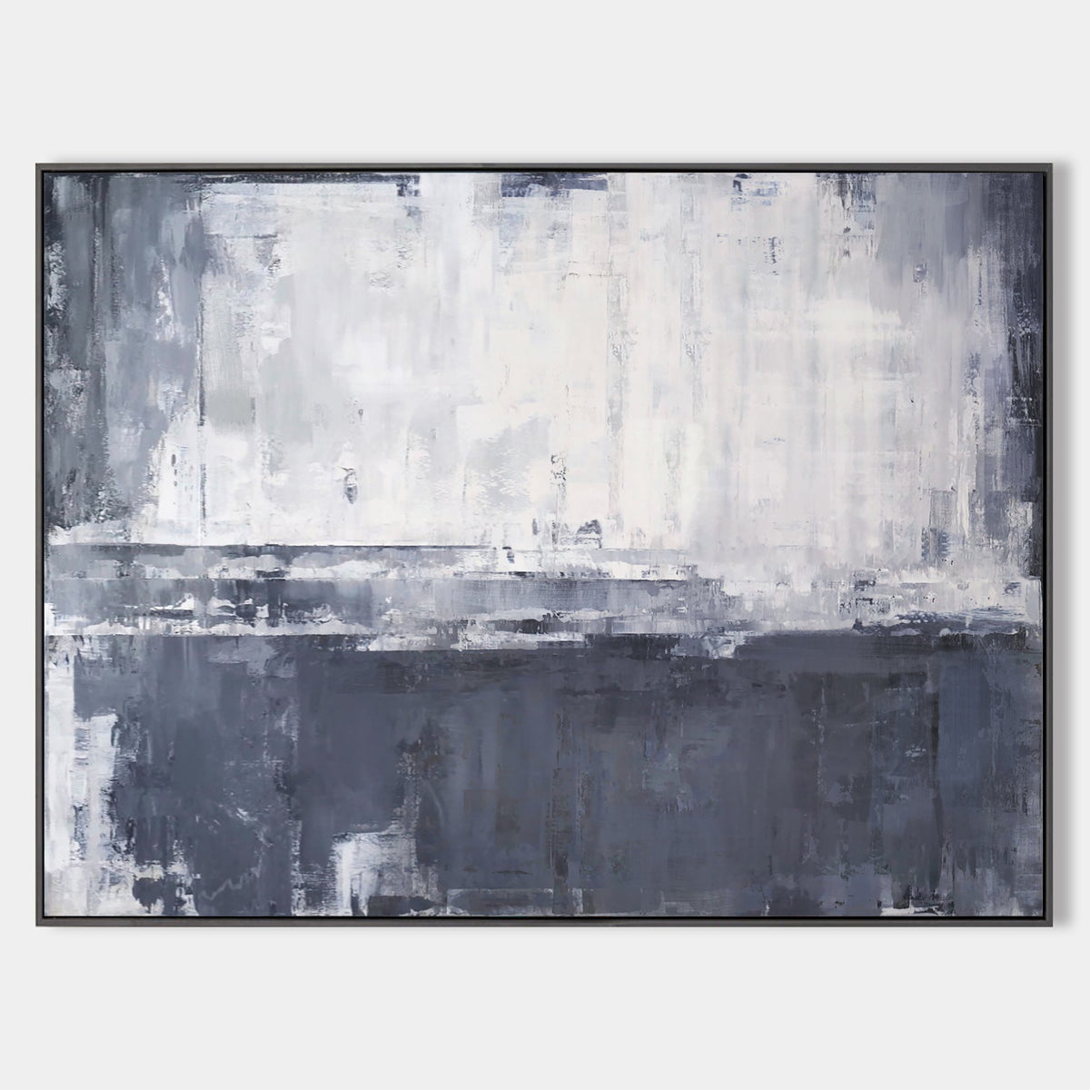 Gray White Minimalist Abstract Oil Painting