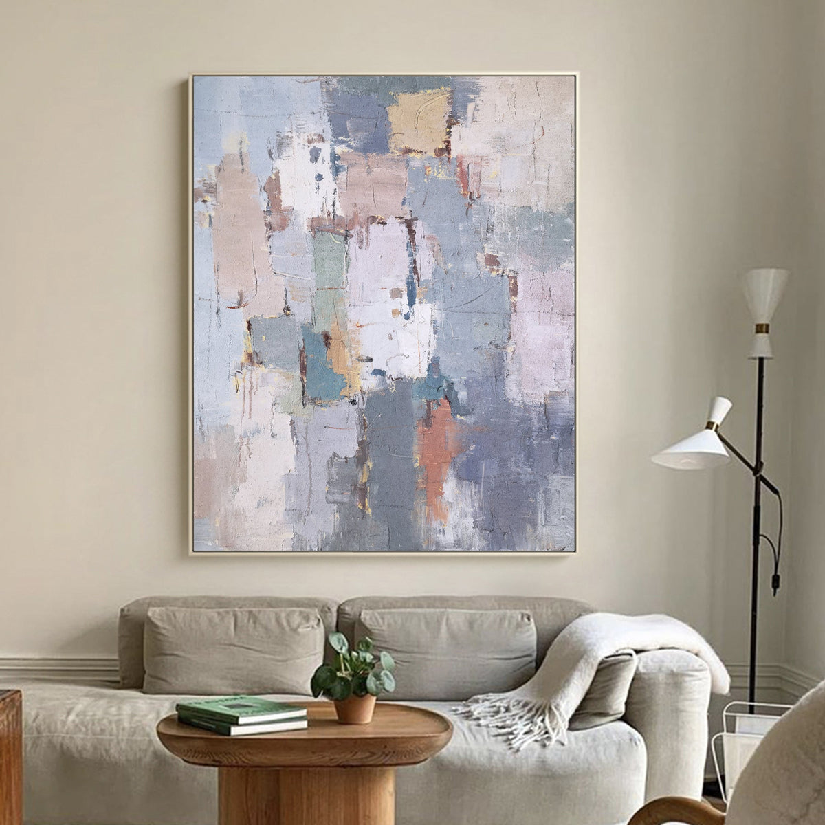 Soft Neutral Abstract Oil Painting