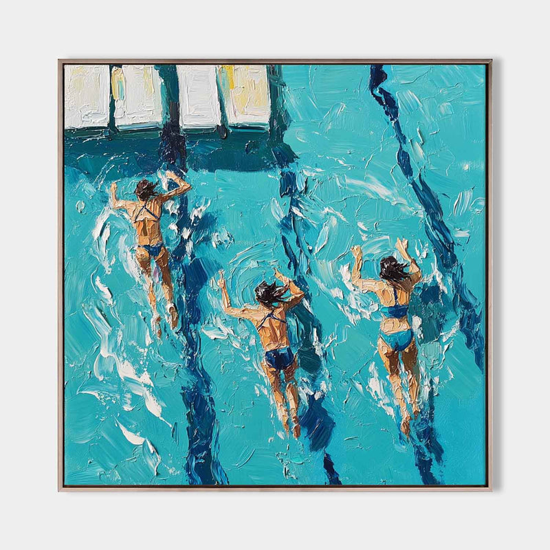 Swimmers Summer Energy Oil Painting