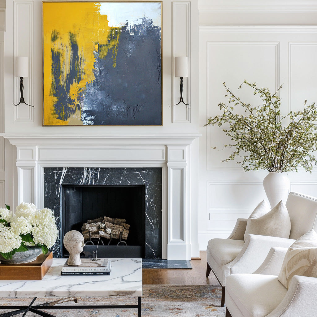 Yellow And Gray Abstract Art