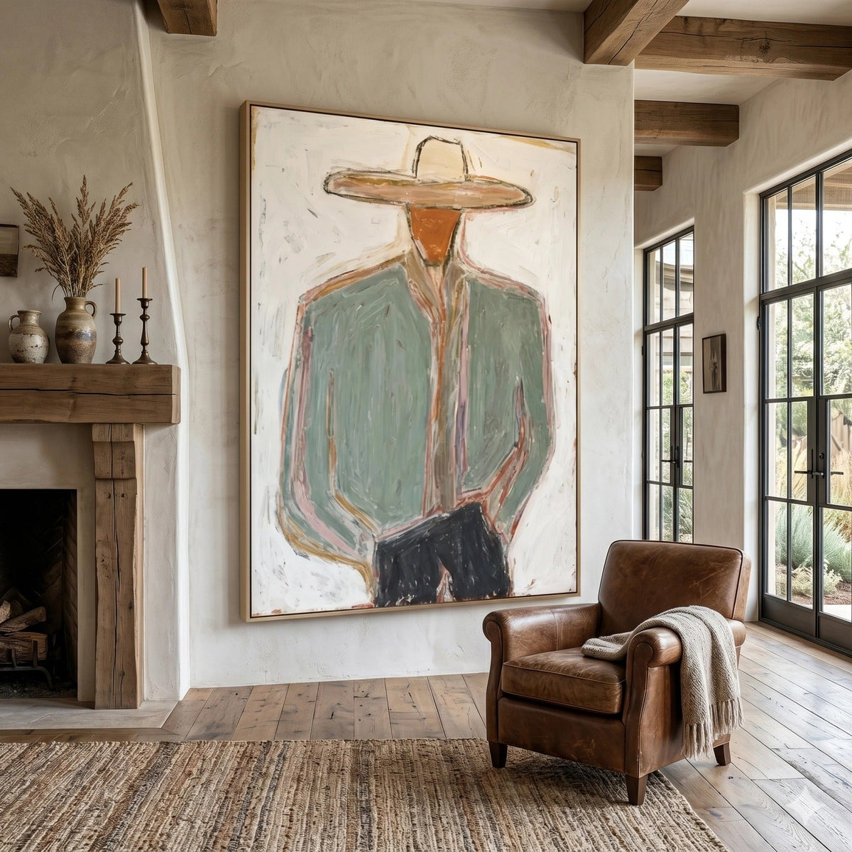 Minimal Cowboy Figure Oil Painting