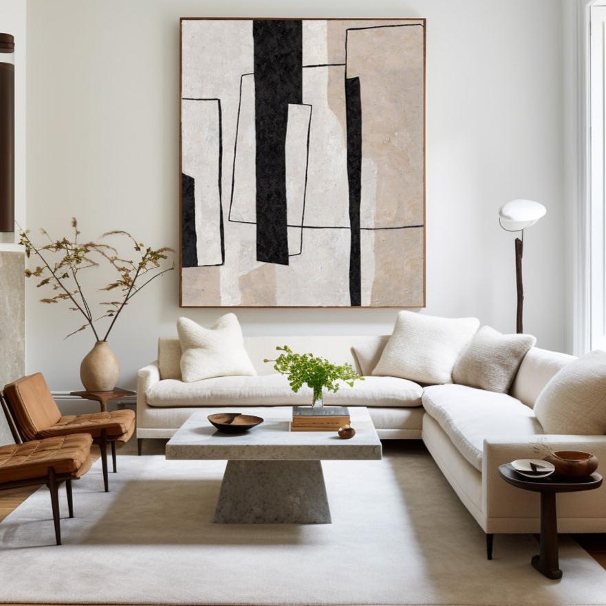 Geometric Monochrome Abstract Painting