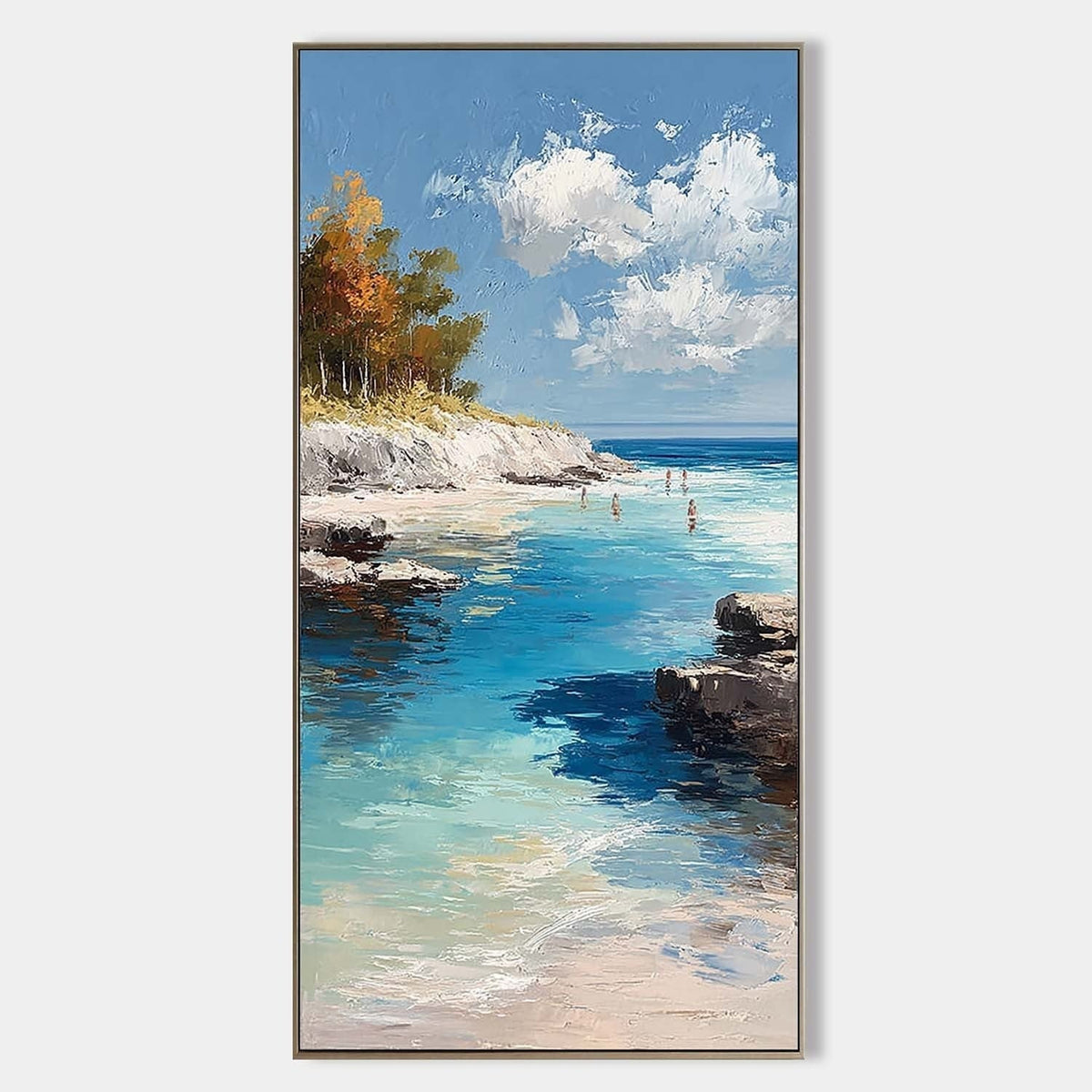 Cliffside Cove Impasto Painting