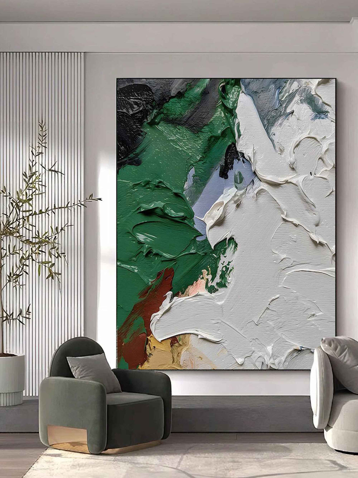 Wall Art Abstract Bold Color Blocking Nature Forest Green