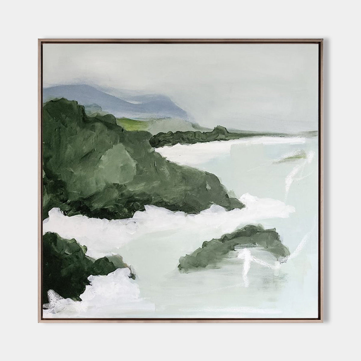 Coastal Green Landscape Oil Painting
