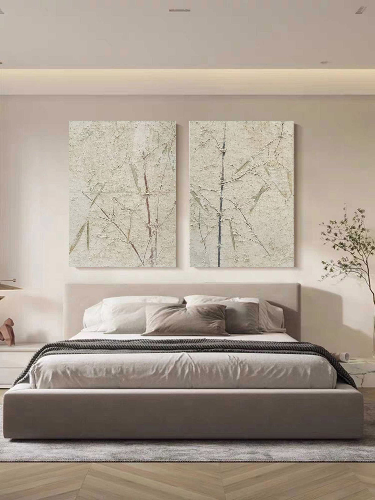 Wabi Sabi Bamboo Texture 2 Piece Wall Art Oriental