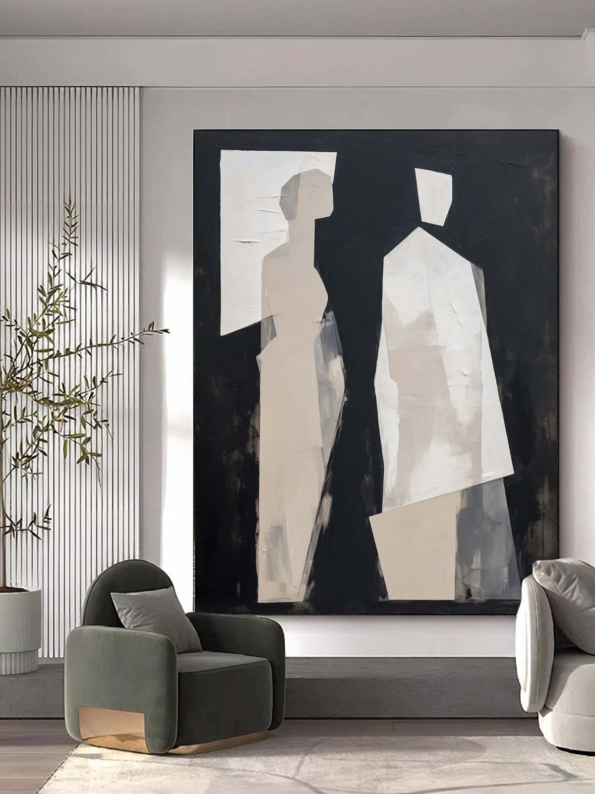 Black And White Minimalist Abstract Figure Wall Art