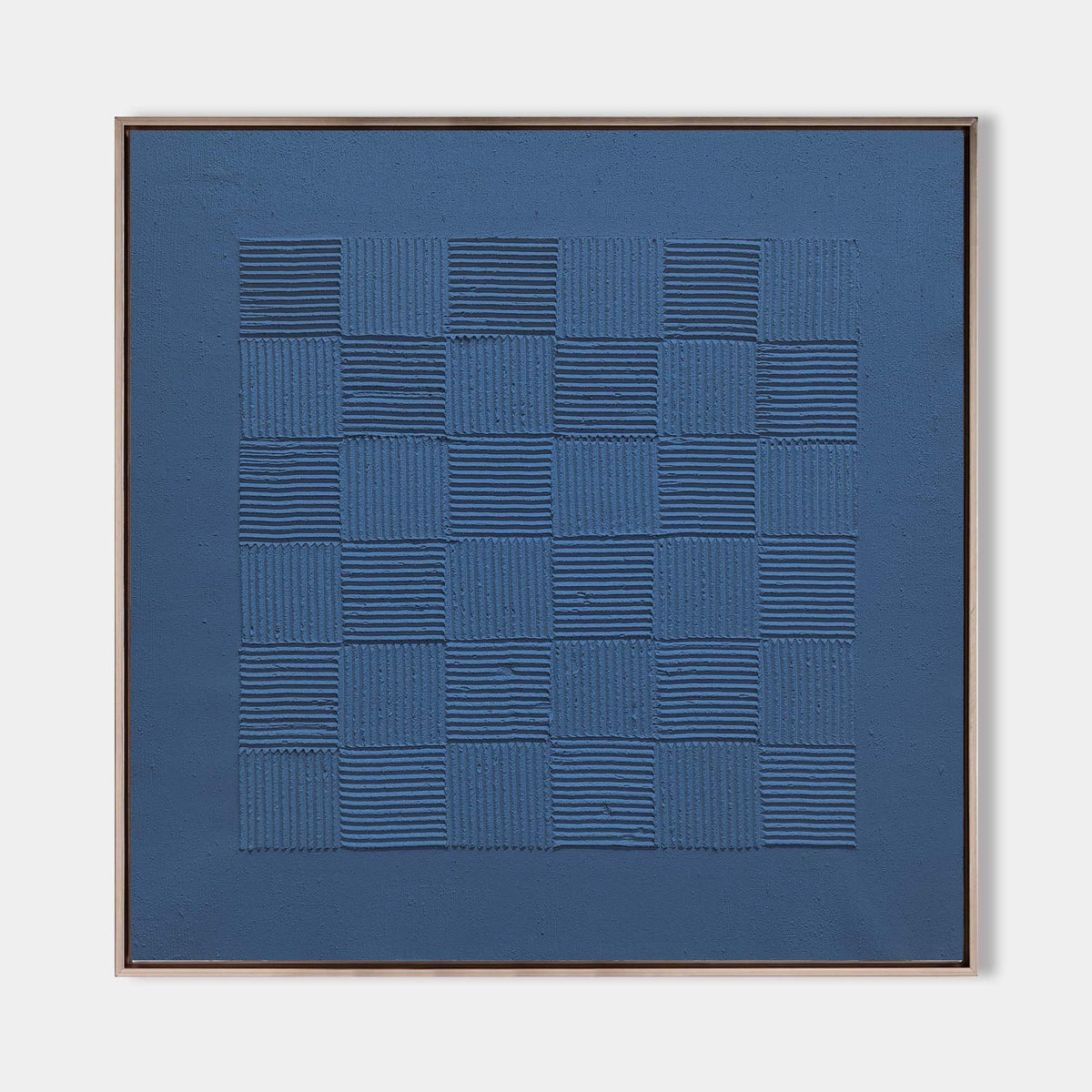 Indigo Blue Textured Grid Painting