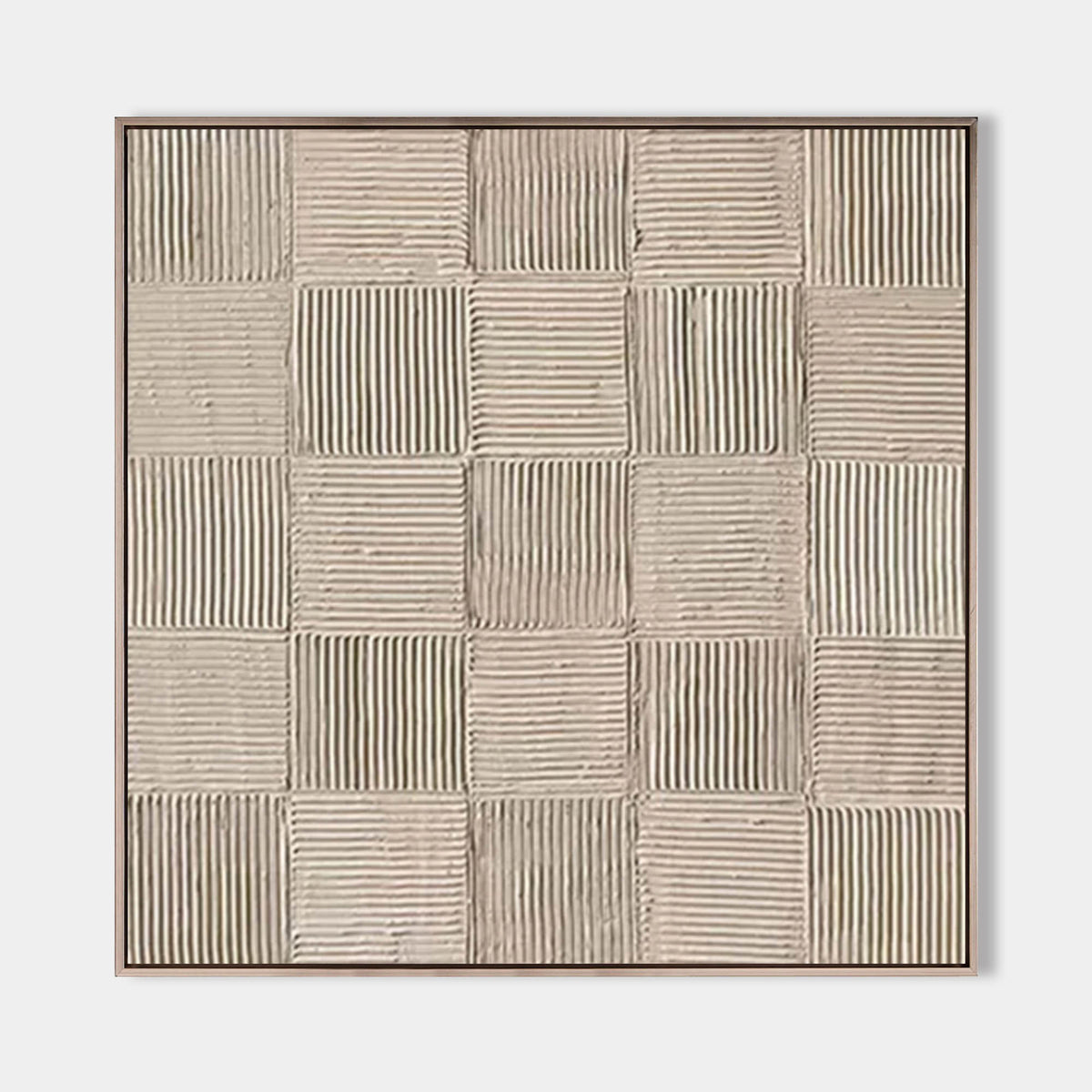 Neutral Tone Textured Checkerboard Oil Painting