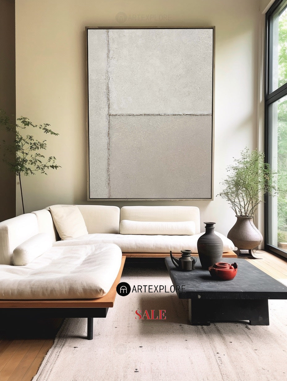 Neutral Beige Minimalist Linear Painting