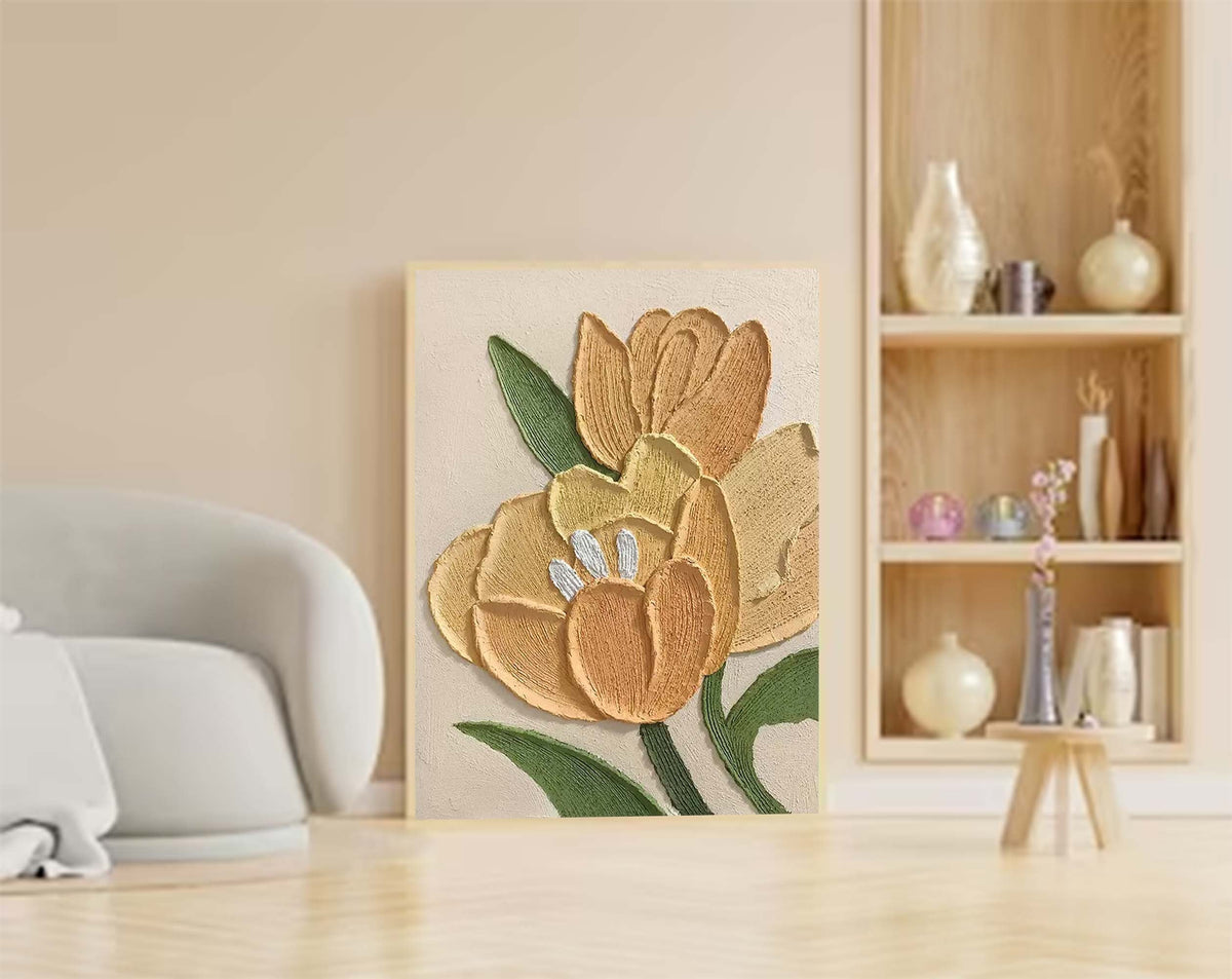 Yellow Tulip Textured Modern Wall Art