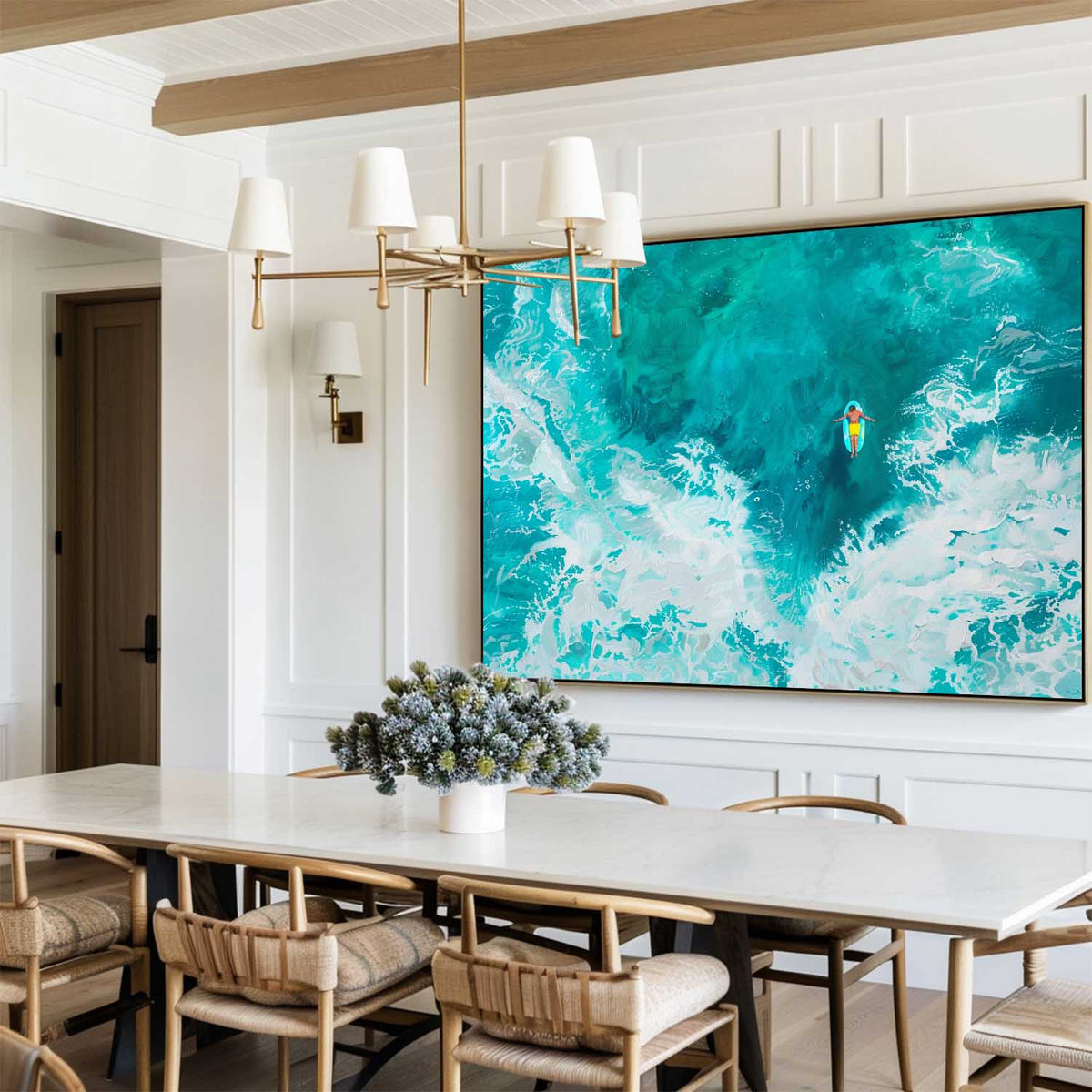 Turquoise Ocean Swirl Figurative Art