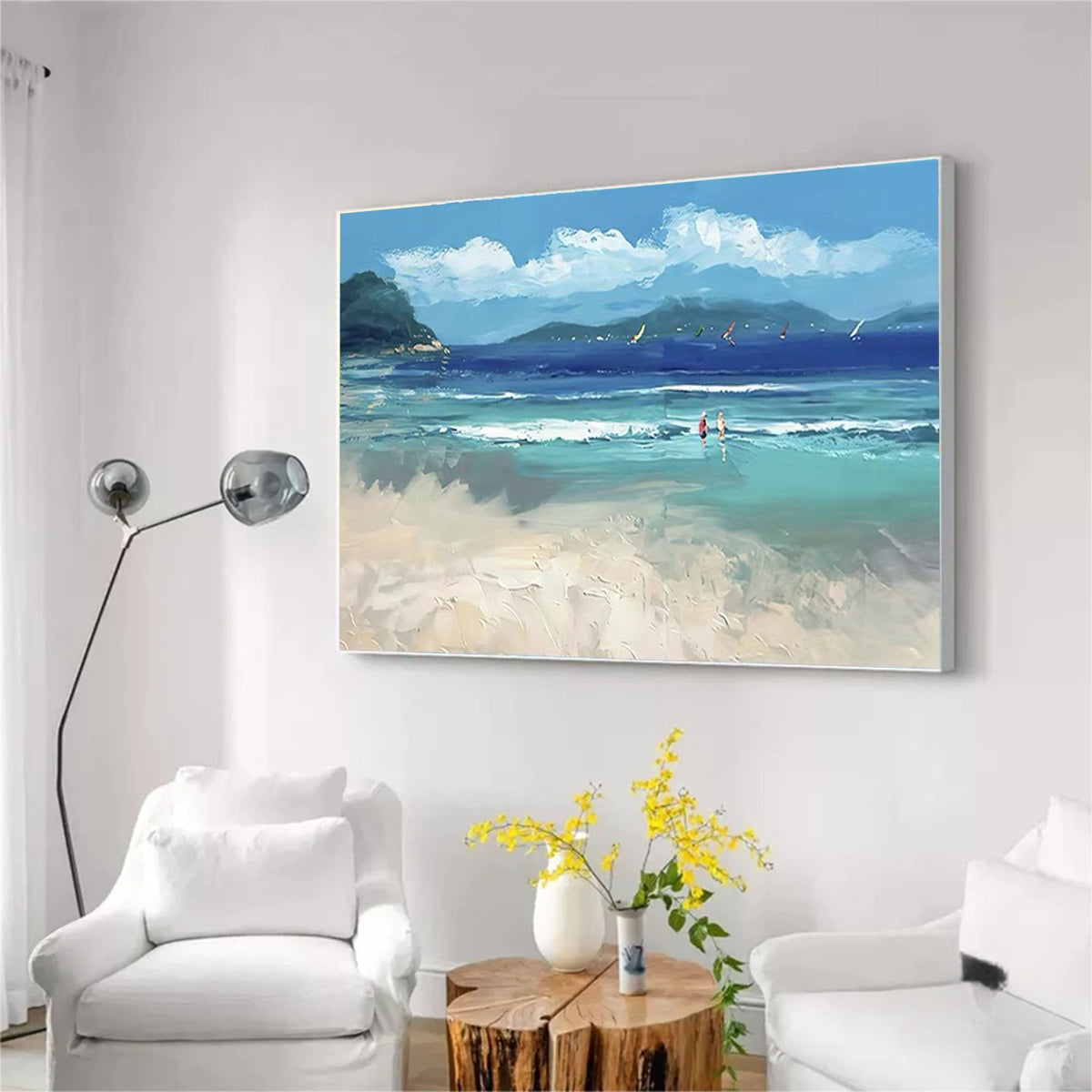 Serene Tropical Beach Ocean Canvas Wall Art