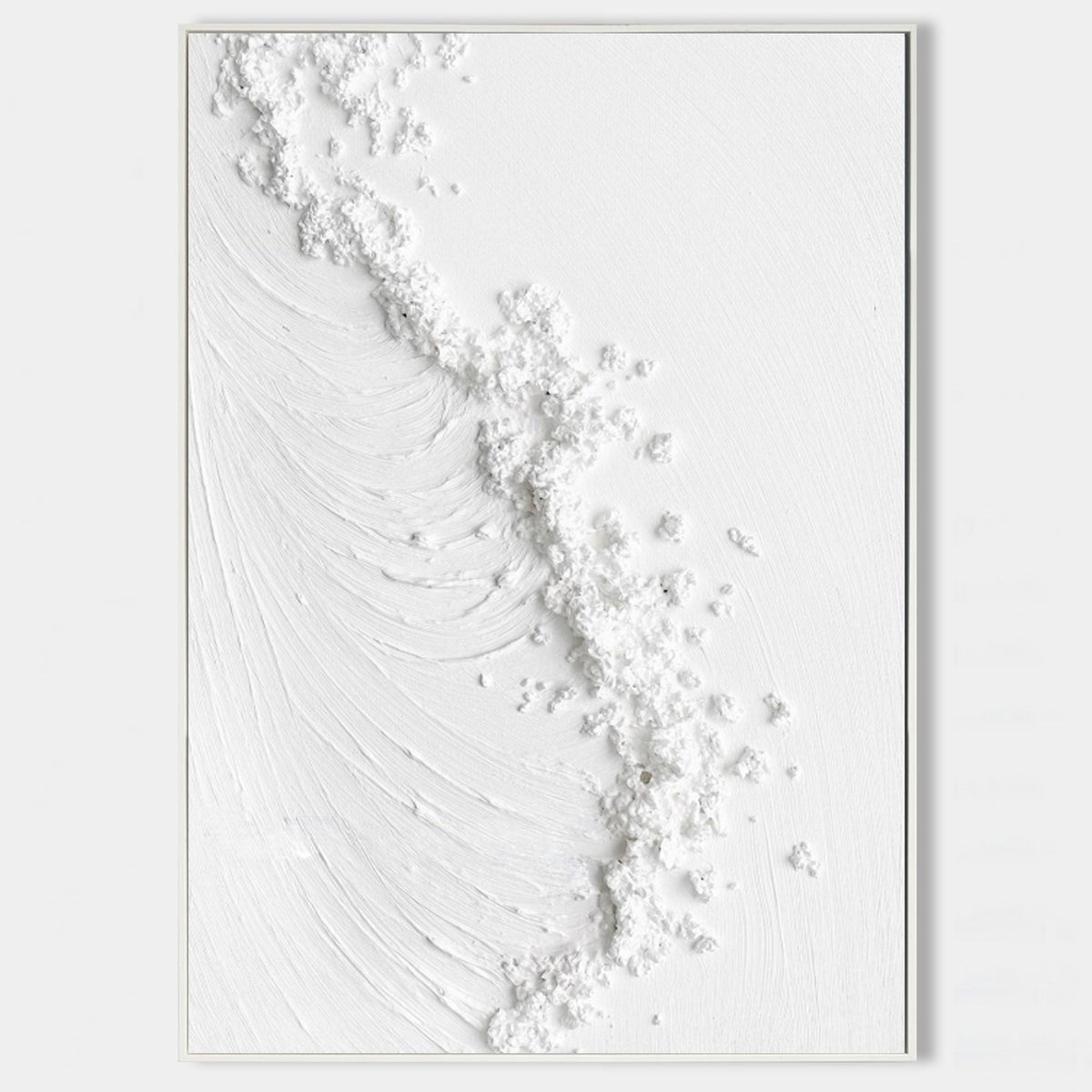 White Textured Wave Minimalist Relief Art