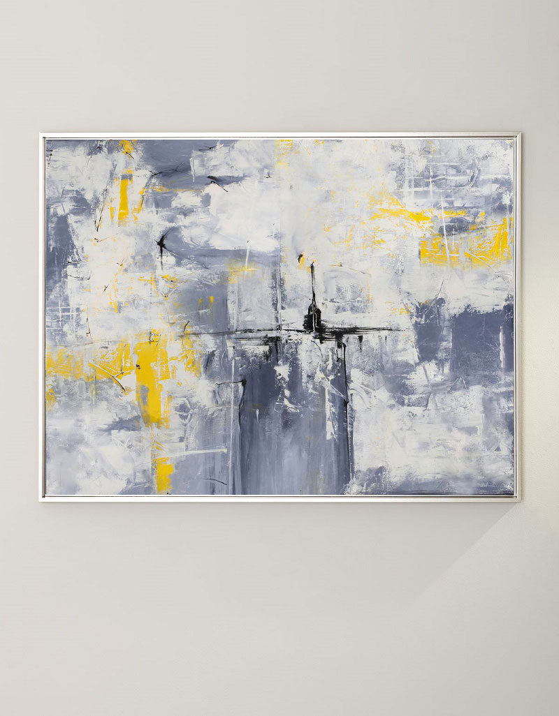 Gray Yellow Oil Painting Hand Painted