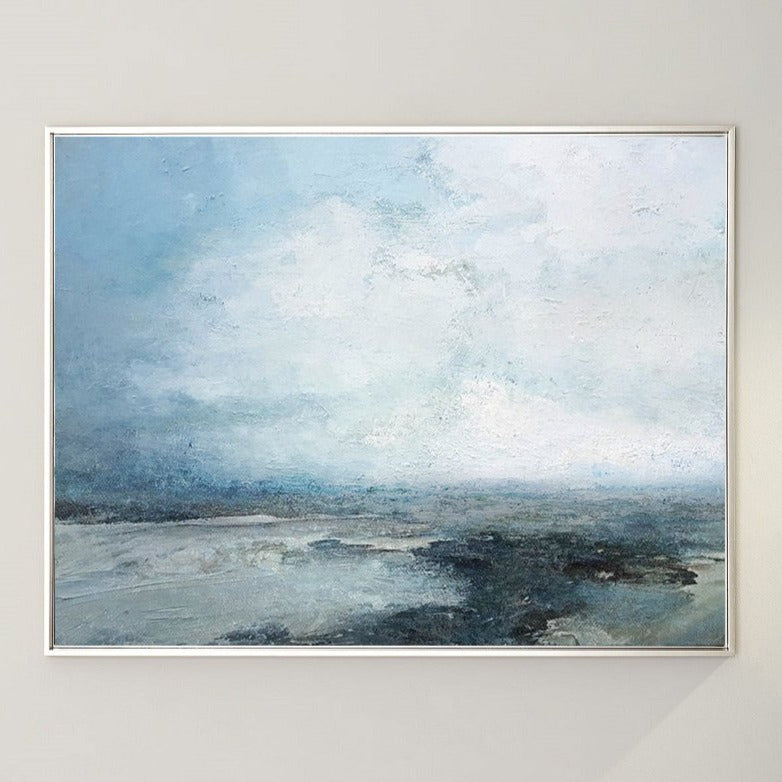 Blue Grey Abstract Coastal Painting
