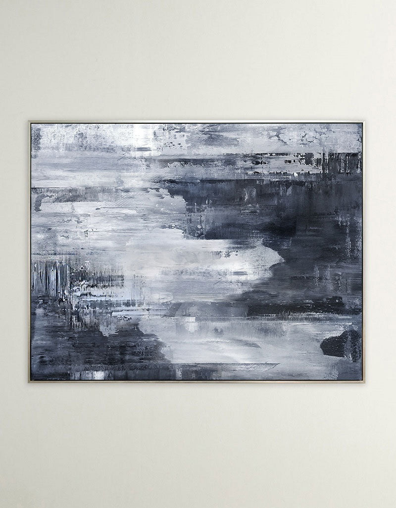 Deep Blue Abstract Coastal Painting