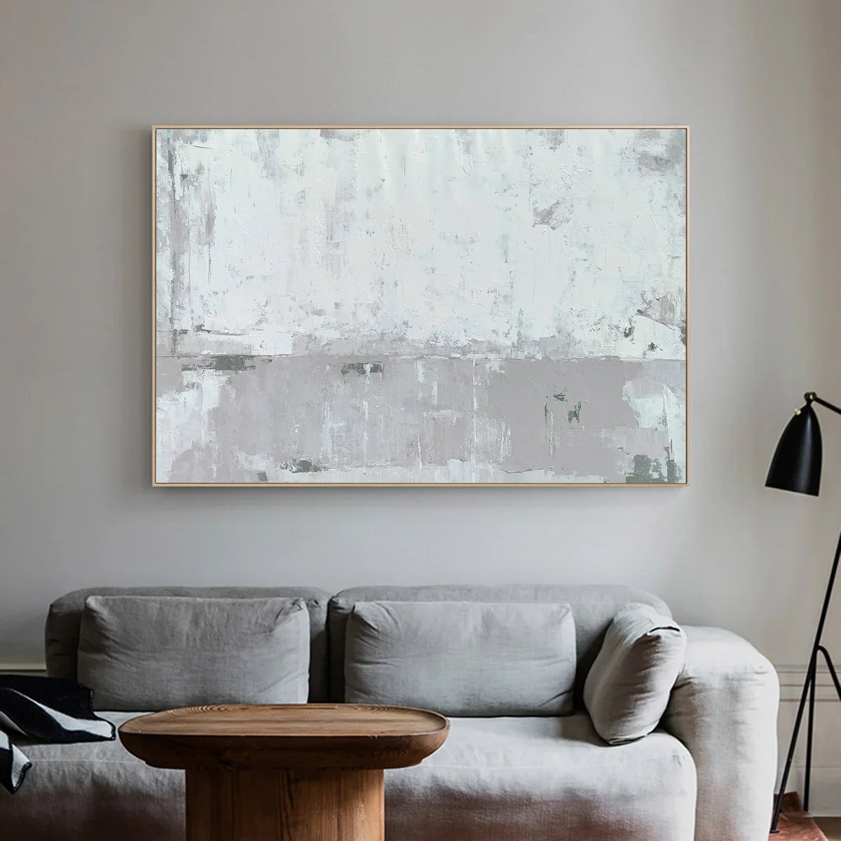 Minimalist Gray Block Painting Horizontal Modern