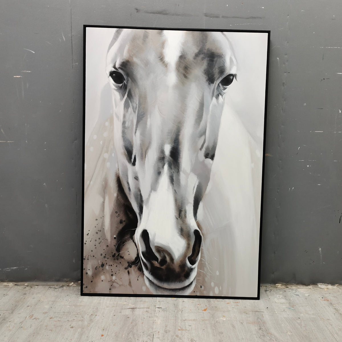 Grey White Abstract Horse Art ANH27 - Neutralighting