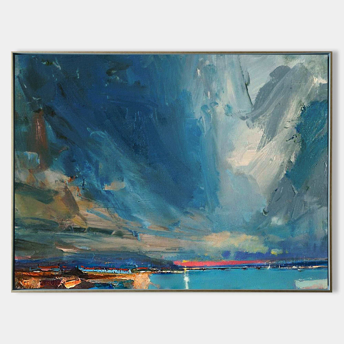 Stormy Coastal Sunset Abstract Painting