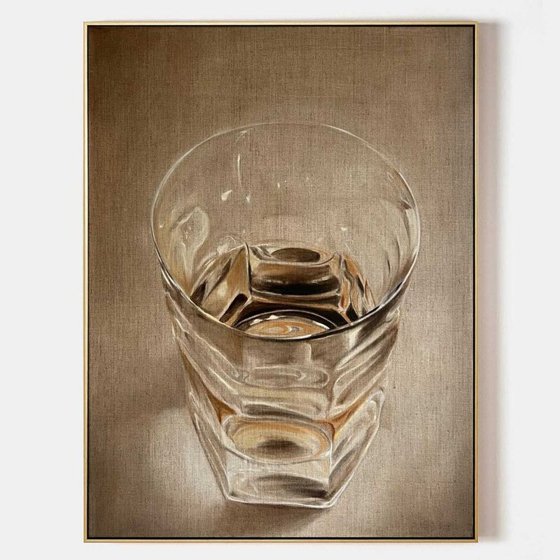 Wall Art Realistic Whiskey Glass Hyperrealism