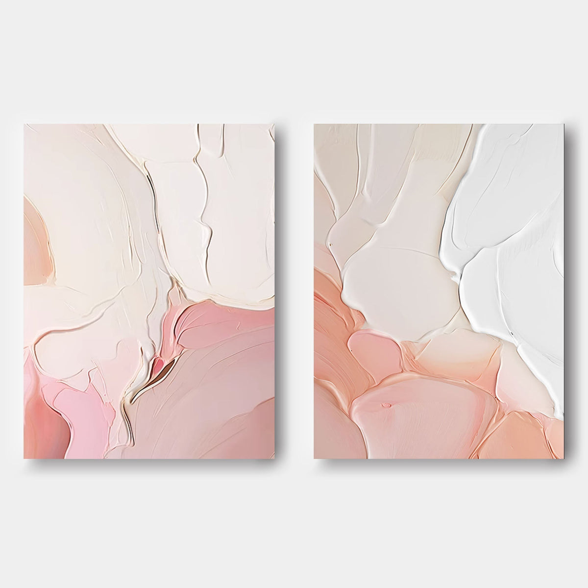 Textured 3D Diptych Wall Art Soft Pink White