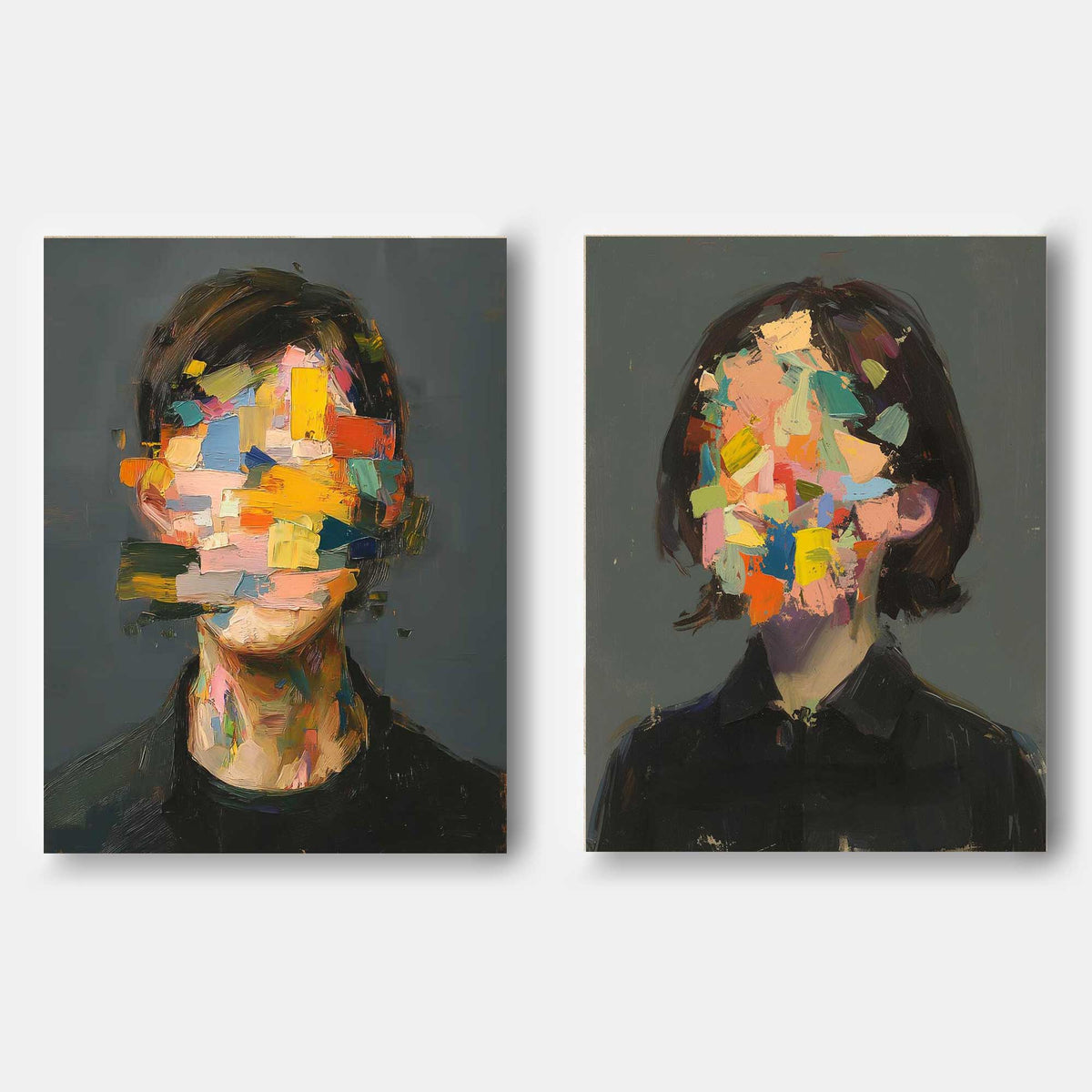 Wall Art Impasto People Color Block Soft