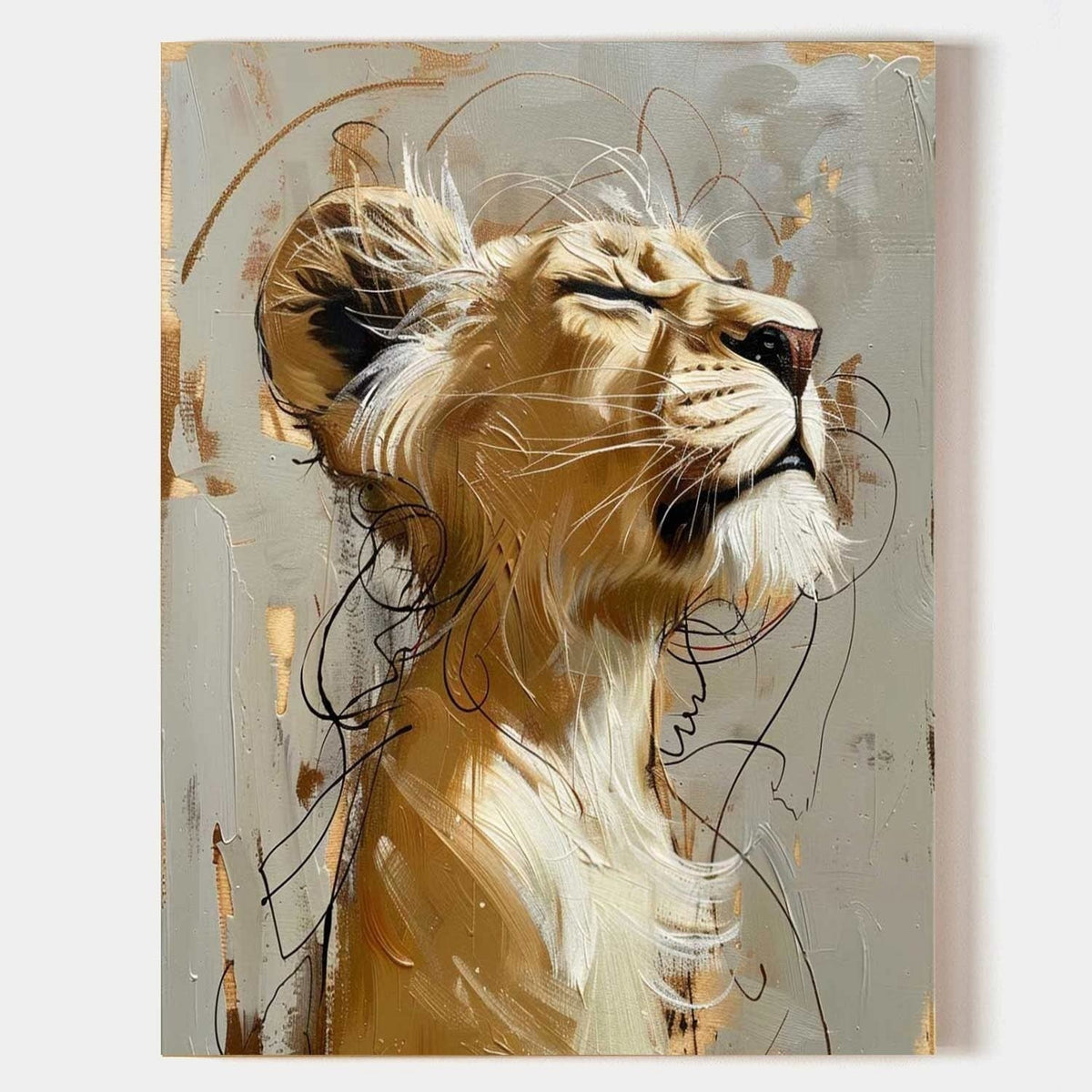 Wall Art Majestic Lioness Gold