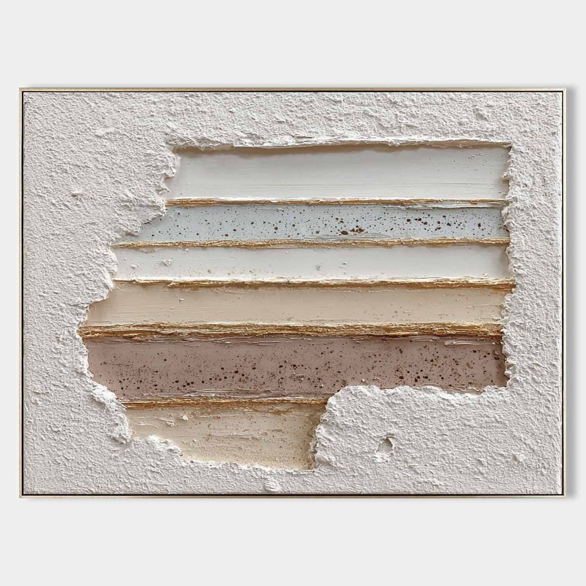 Wall Art Panoramic Textured Abstract Layered Scene Soft Neutral