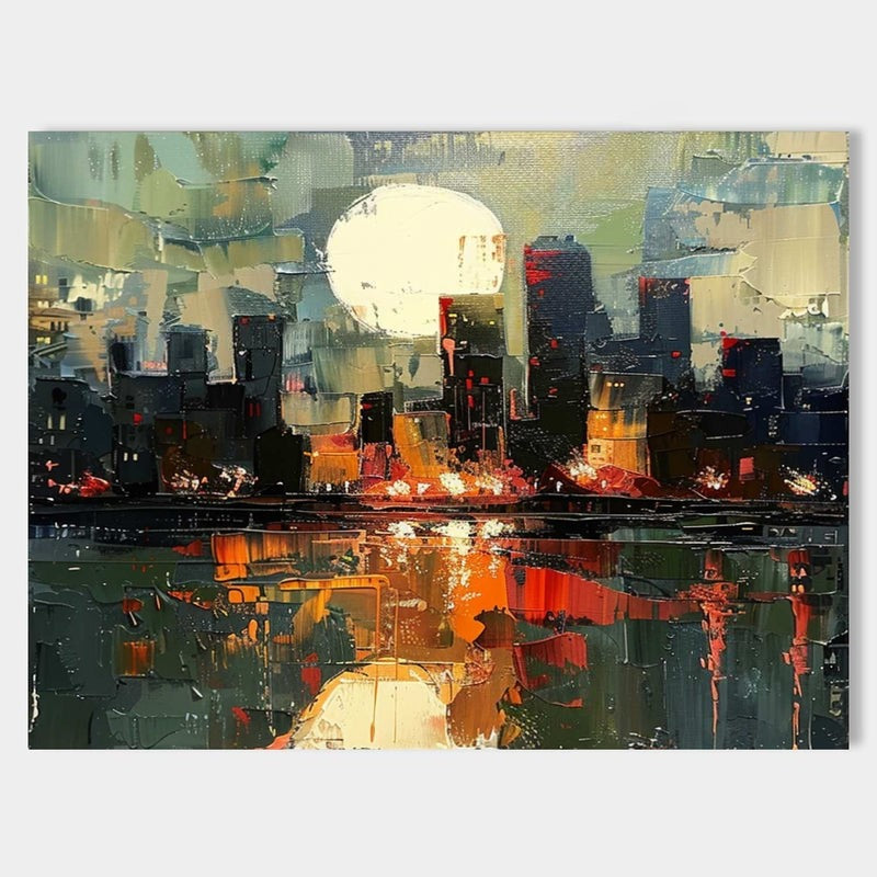 Wall Art Impressionist Urban Night Reflective