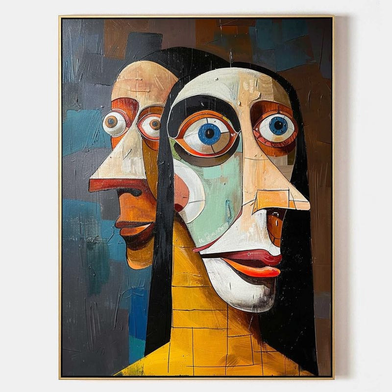 Wall Art Vertical Cubist Double Portrait