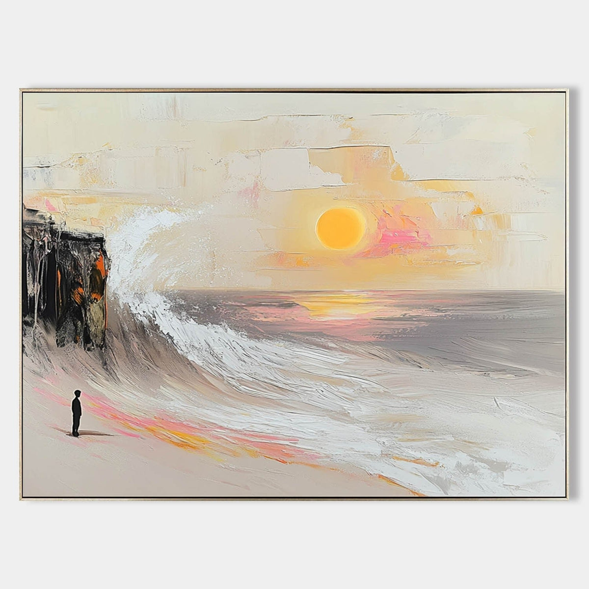 Wall Art Panoramic Impressionist Coastal Sunset Scene