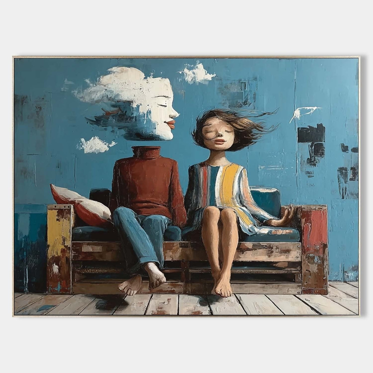 Surreal Couple Cloud Portrait Art Oil Painting - Neutralighting