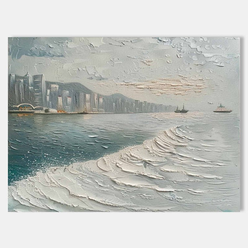 Wall Art Impressionist Coastal Harbor Skyline