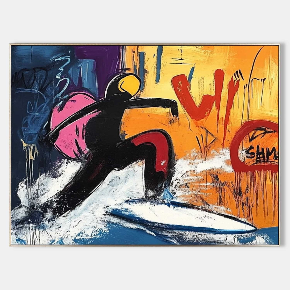Wall Art Square Pop Art Surfing Graffiti Scene Vibrant